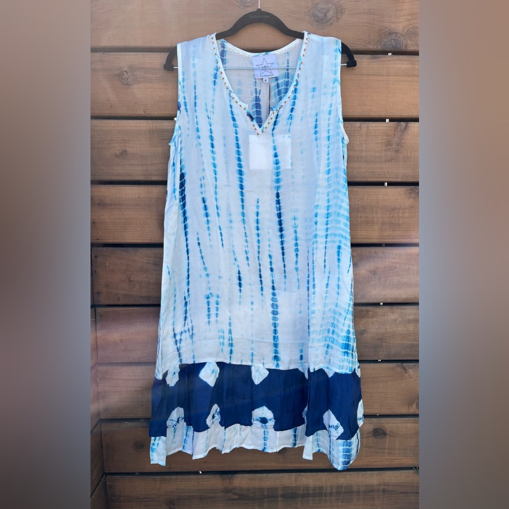 NWT Area Stars Malta A-line tie dye beach/swim cover/ casual MIDI dress, Medium